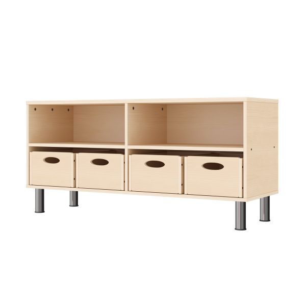 Armario de Estante Doble 44-120 con 4 Cajas de Material (con patas de zócalo de altura ajustable)