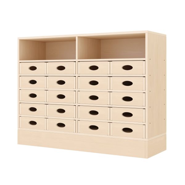 Armadio a Scaffali 79-120, 20 Cassette per Materiali (con base in legno)