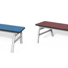 Outdoor PE-Stapelbank 150 cm, Höhe 33 cm (Blau & Granatrot)
