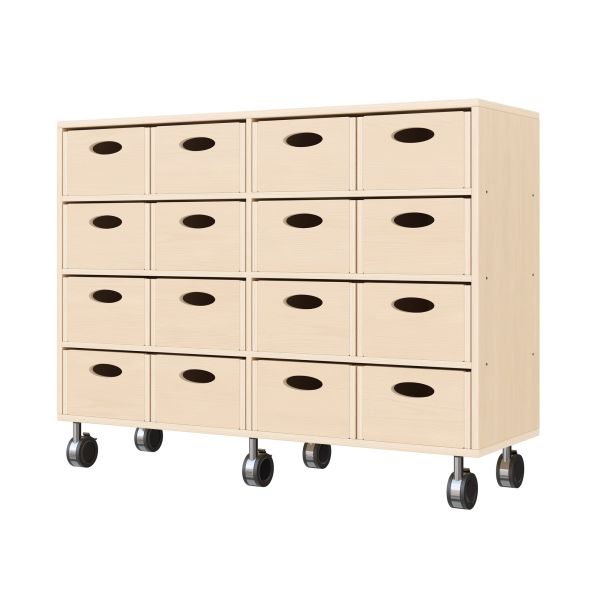 Armadio a Scaffali 79-120, 16 Cassette per Materiali (con rotelle bloccabili)