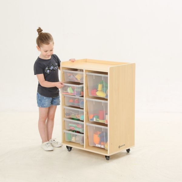Scaffale Mobile a 2 File – 6 Scatole Piccole e 3 Grandi