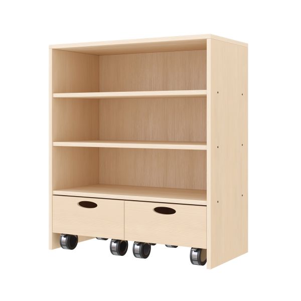 Armadio a Scaffali 92-80, 3 Scomparti, 2 Cassette su Rotelle