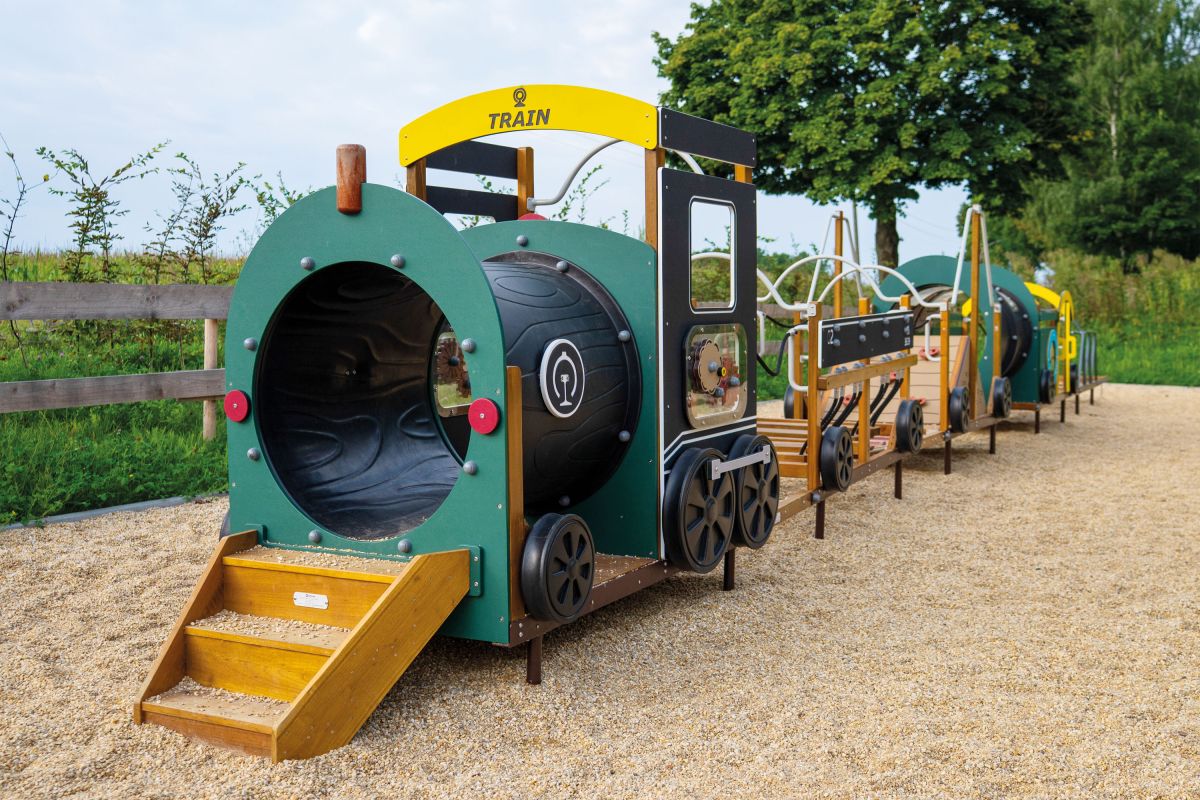 Strutture gioco ferroviarie modulari per parchi giochi personalizzati