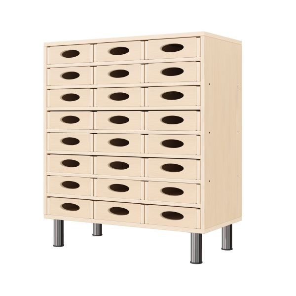 Armadio a Scaffali 79-80, 24 Cassette per Materiali (con piedi regolabili in altezza)