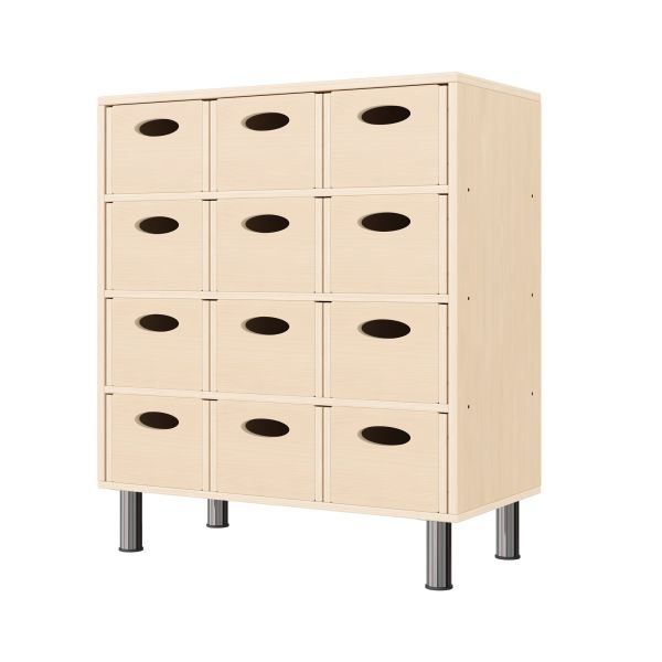 Armadio a Scaffali 79-80, 12 Cassette per Materiali (con piedi regolabili in altezza)