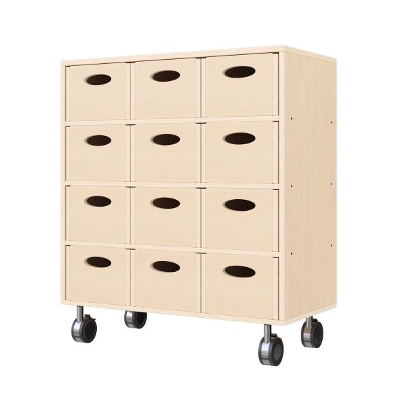 Armadio a Scaffali 79-80, 12 Cassette per Materiali (con rotelle bloccabili)