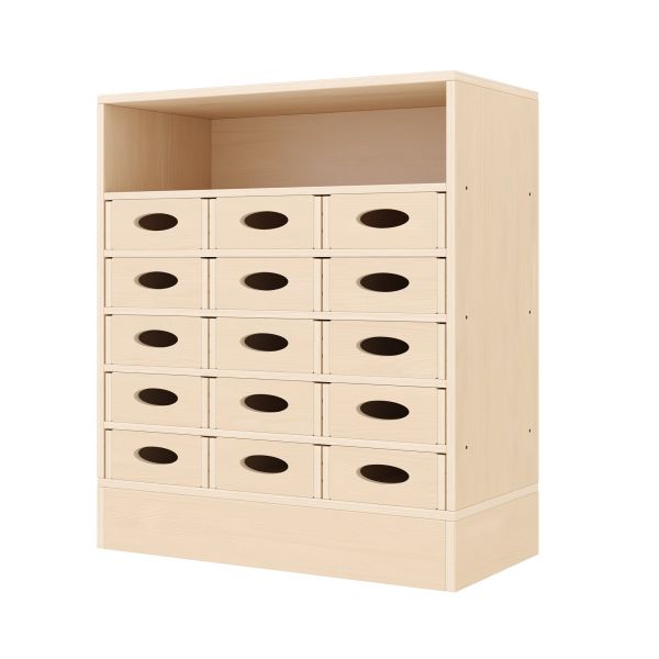 Armadio a Scaffali 79-80, 15 Cassette per Materiali (con base in legno)