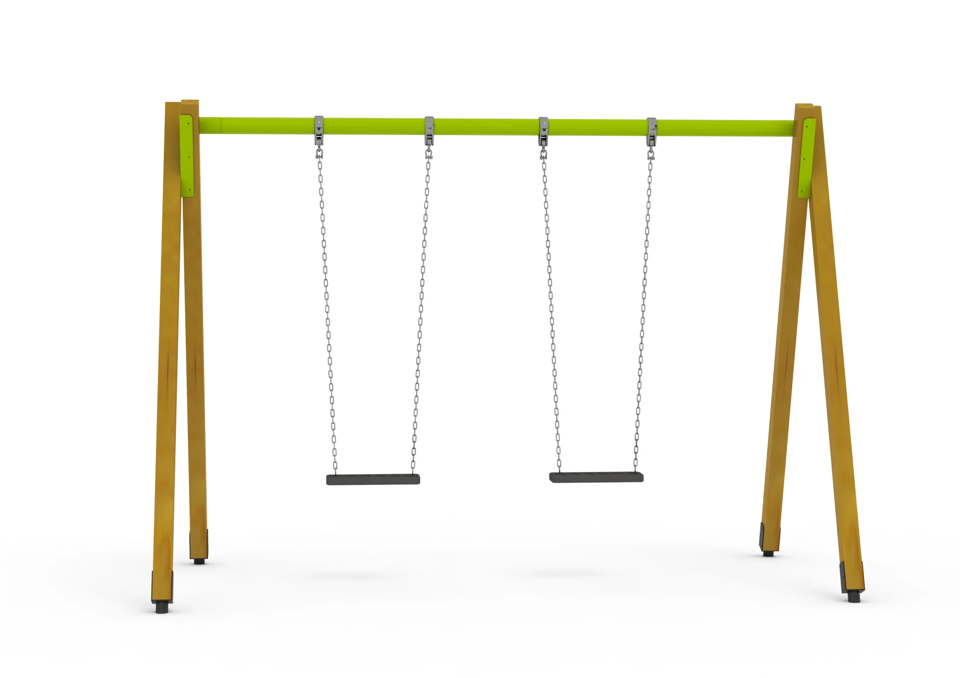 Doppelschaukel mit Holzpfosten (Limette) – SW-3502_Doppelschaukel_mit_Holzpfosten