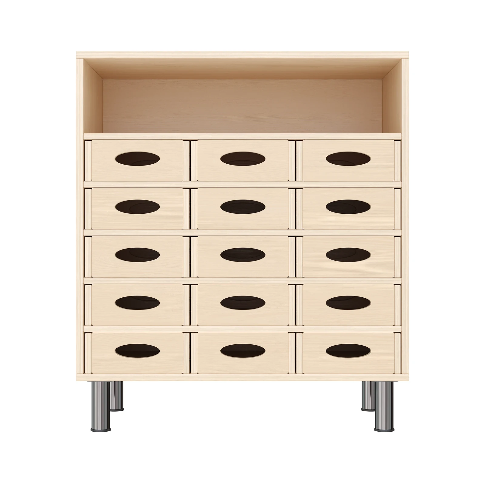 Armadio a Scaffali 79-80, 15 Cassette per Materiali (con piedi regolabili in altezza) – KB1-DG25214-30-MF_03
