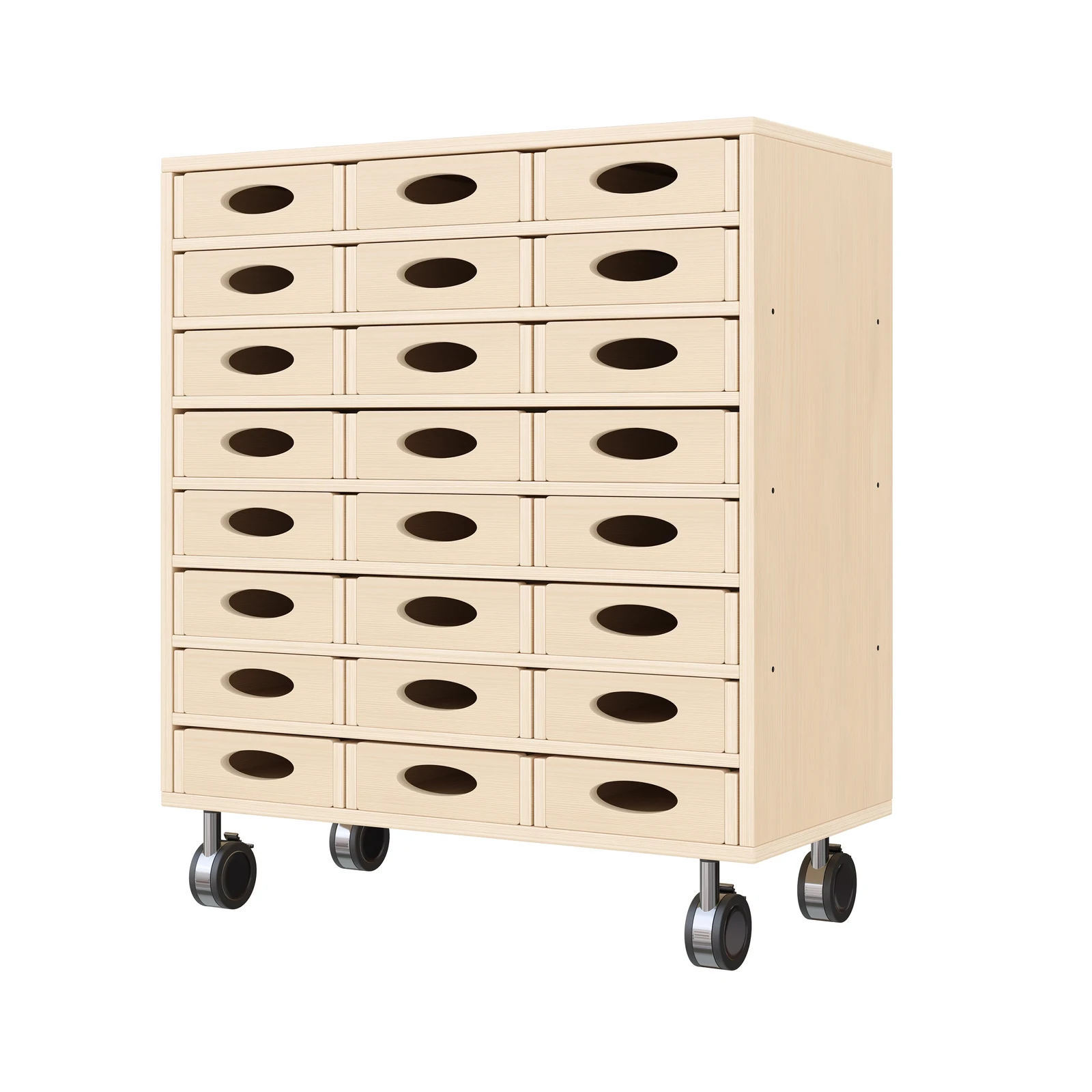 Armario de Estante 79-80, 24 Cajas de Material (con rodillos de freno de bloqueo) – KB1-DG25215-30-R_01