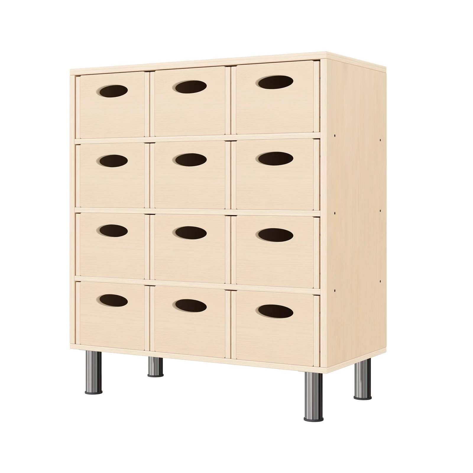 Armadio a Scaffali 79-80, 12 Cassette per Materiali (con piedi regolabili in altezza) – KB1-DG25213-30-MF_01