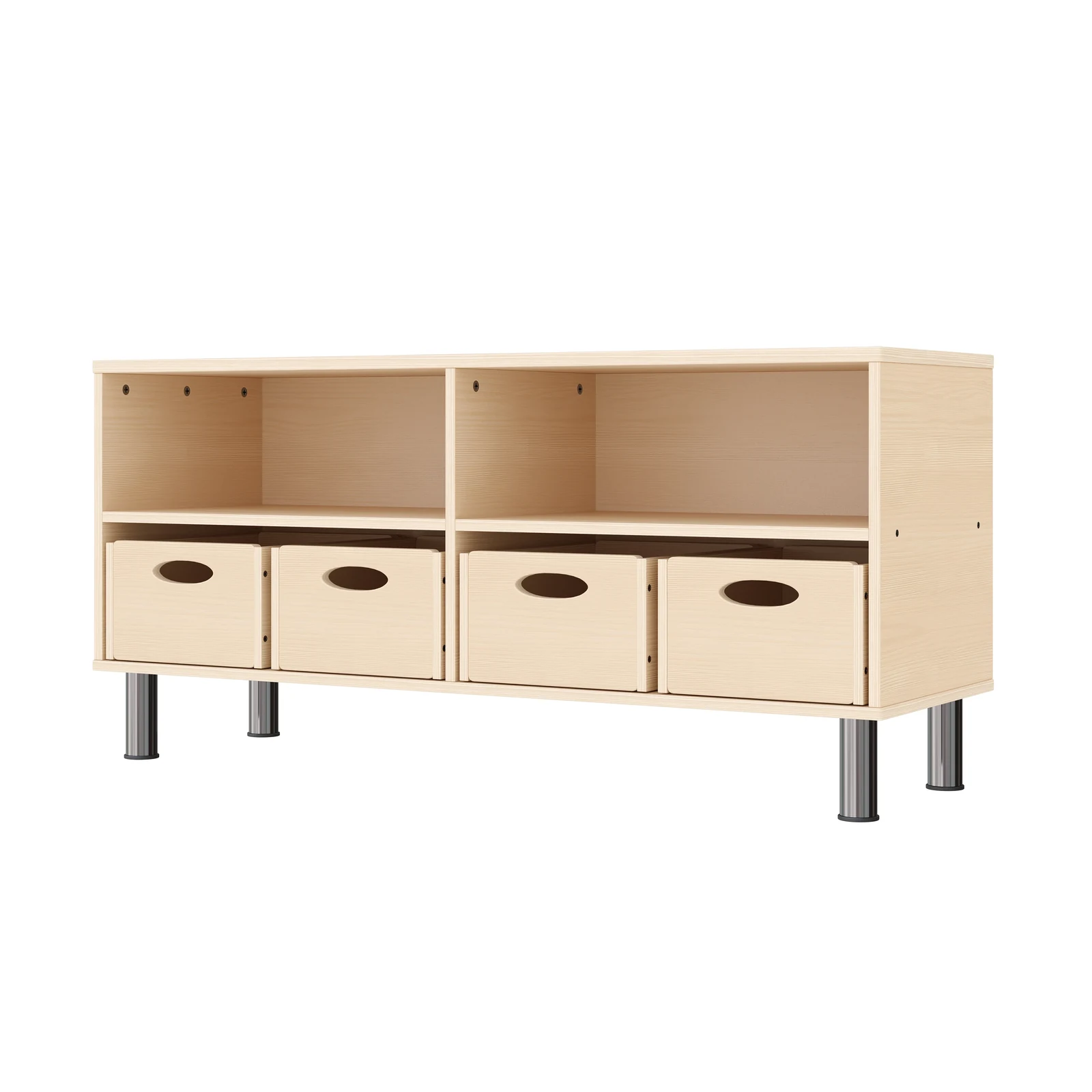Armadio a Scaffali Doppio 44-120 con 4 Cassette per Materiali (con piedi regolabili in altezza) – KB1-DG25203-30-MF_01