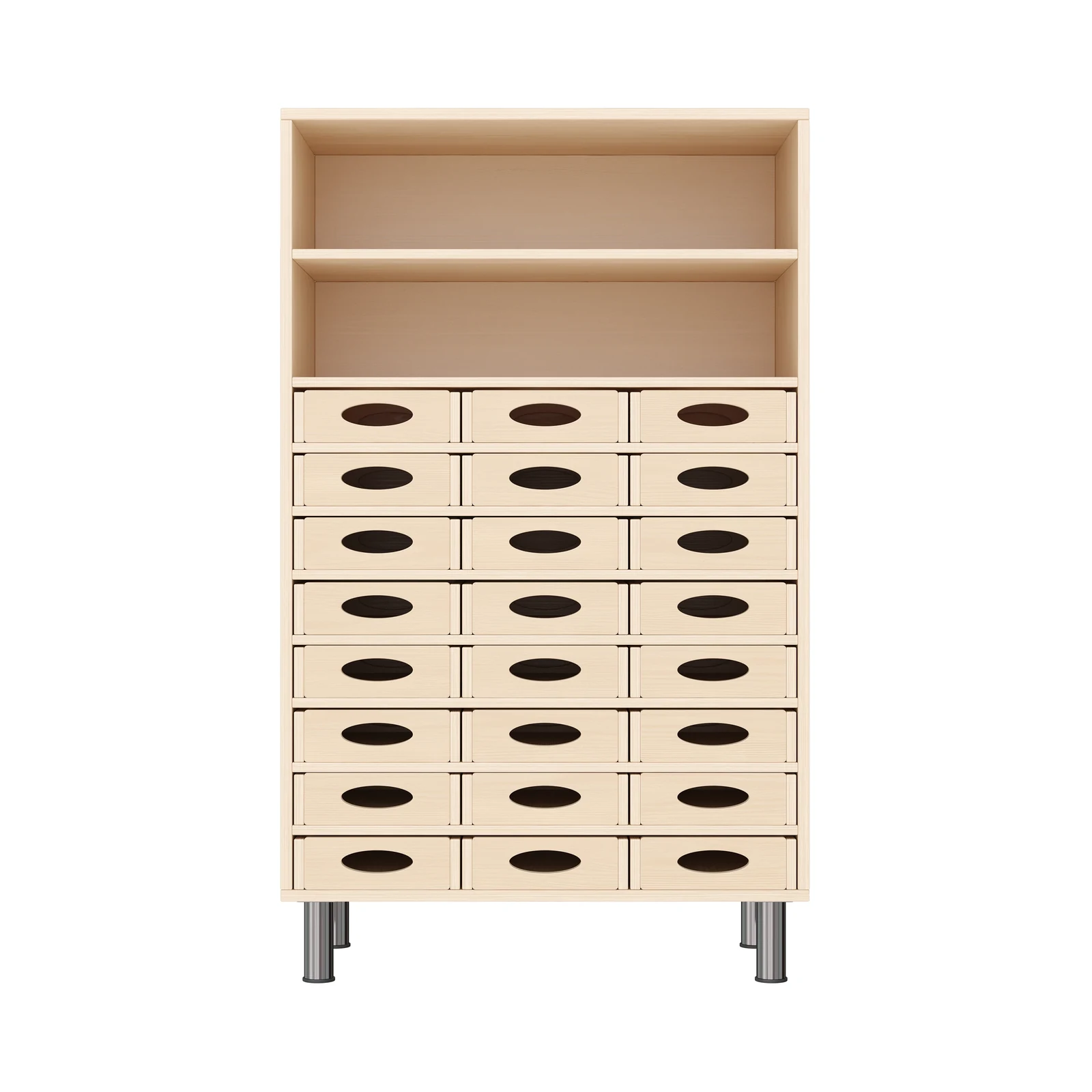 Armadio a Scaffali 120-80, 24 Cassette per Materiali (con piedi regolabili in altezza) – KB1-DG25229-30-MF_03