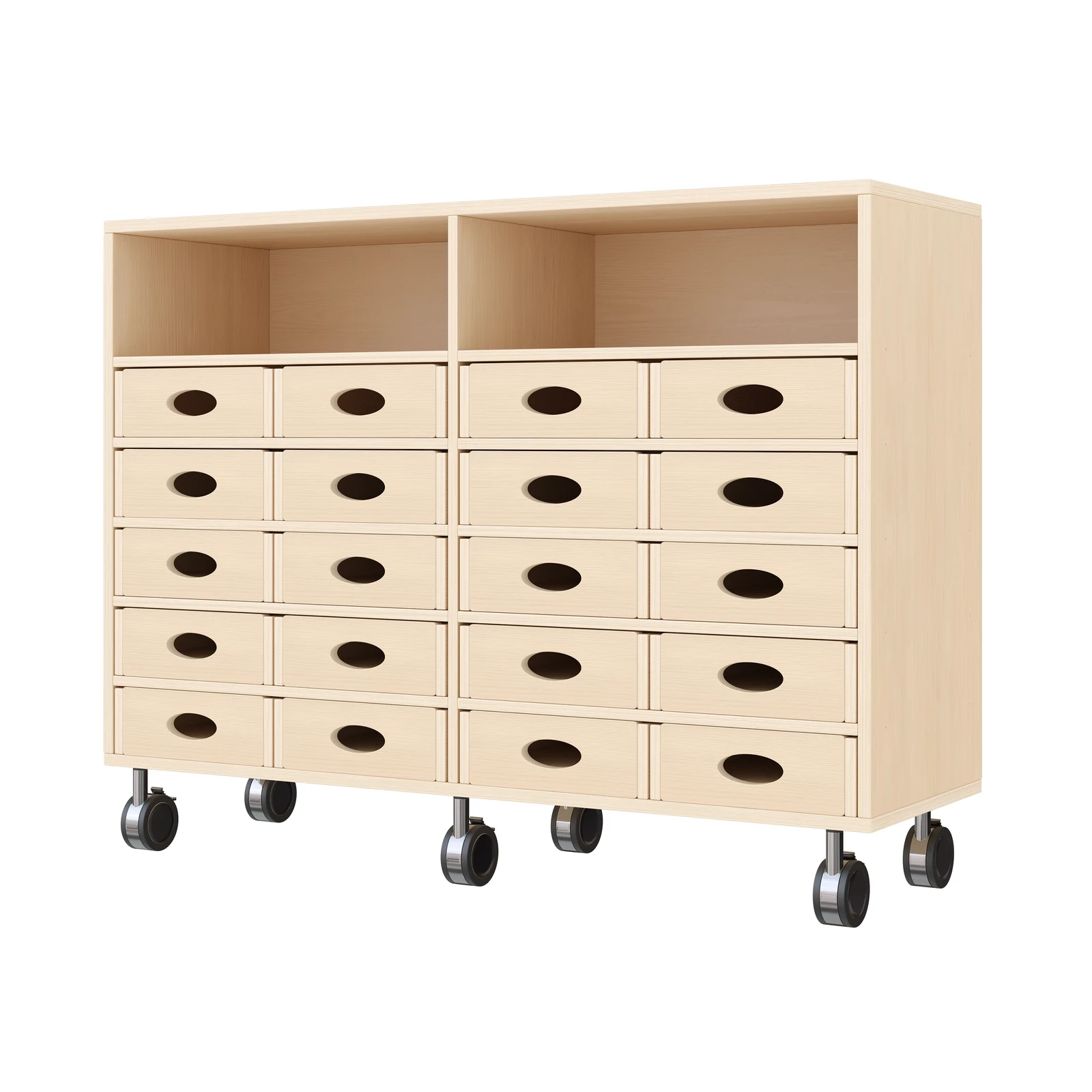 Armadio a Scaffali 79-120, 20 Cassette per Materiali (con rotelle bloccabili) – KB1-DG25220-30-R_01